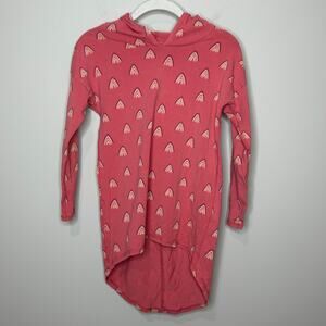 Tea Collection Long Sleeve Rainbow Print Hooded Shirt Size 12 High- Low Hemline